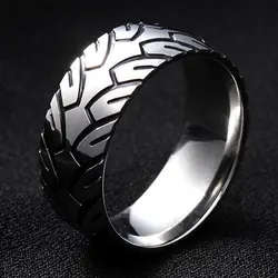 316 Stainless Steel Vintage Car Tire Pattern Ring 2021 Korean Fashion New 8mm Unisex Ring Boys Girls Steampunk Party Jewelry