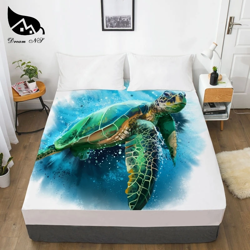 

Dream NS Turtle Dolphin Dress Up Bedroom Home Textile Sheets 3D Print Sea Animal Hand Painting Bettlaken 1PCS