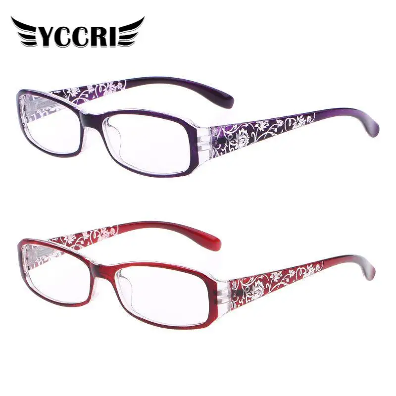 YCCRI 2020 New Fashion Women Carved Flower Reading Glasses Anti-Blue Light Spring Legs Lady Eyewear Protector Glasses Presbyopic