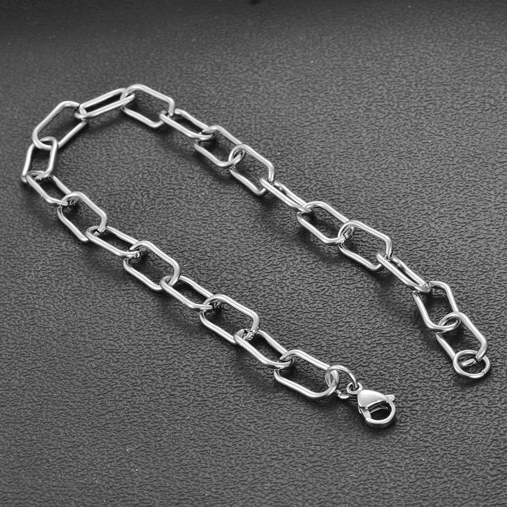 Breite 7mm Edelstahl Große Rolo-Gliederkette Halskette Punk Choker für Frauen Länge 21cm-100cm – Detail 3