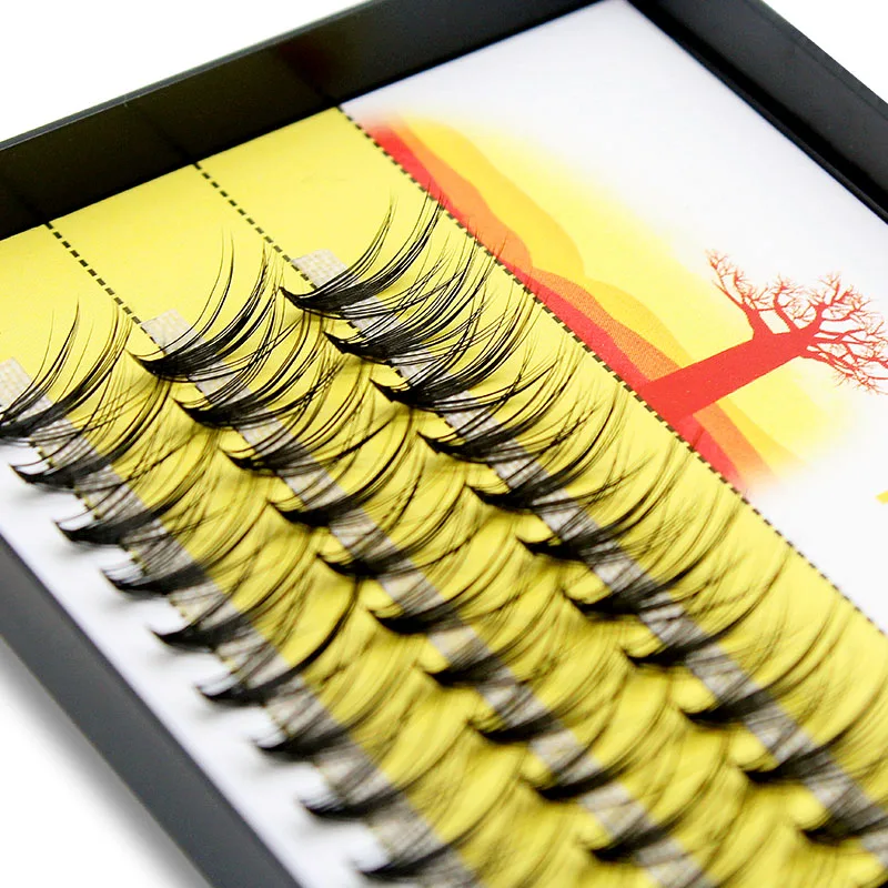 Kimcci 20D Natural Long Individual Eyelash Extension Cluster Faux Eyelashes 60 Bundles/box Professional Makeup Mink Flare Lashes