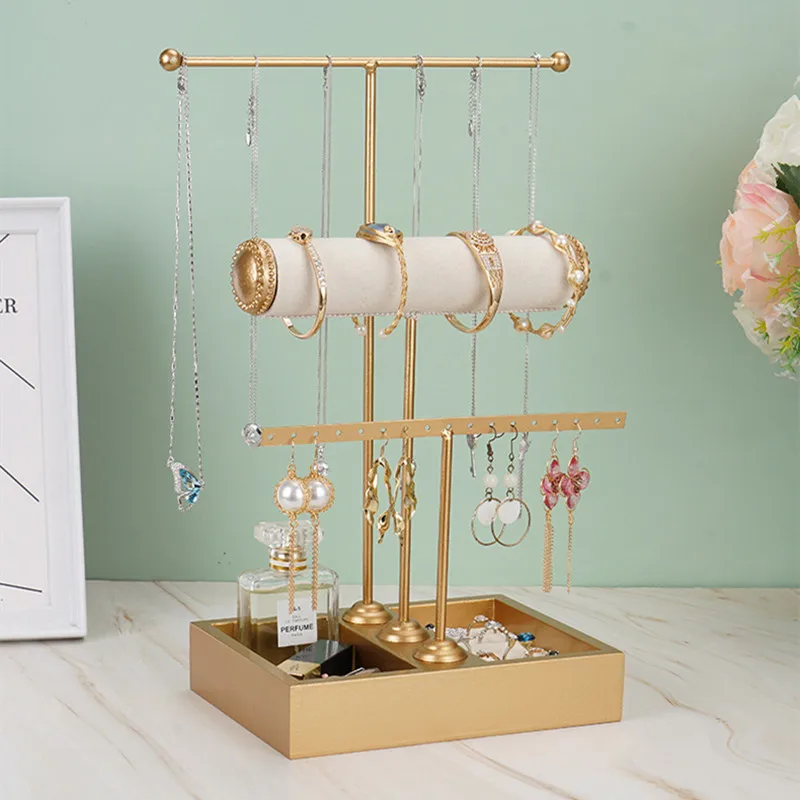 Earring Display Stand Necklace Organzier Bracelet Storage Box Cool Velvet Jewelry Storage Shelf For Mall Shop Ear Stud Show