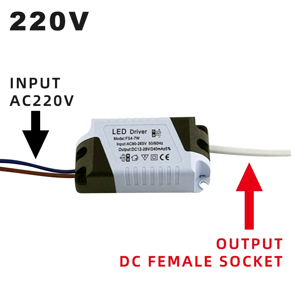 280mA Constant Current DC LED Drivers 8-18W 8-24W LED Power Supplies AC90-240V Electronic Transformer DC Female Socket LED Lamp