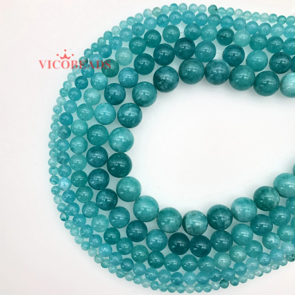 Natural Stone Beads Green Blue Amazonite Stone Round Loose Beads 4 6 8 10 12mm Diy Handmade Beads Jewelry Bracelet Making