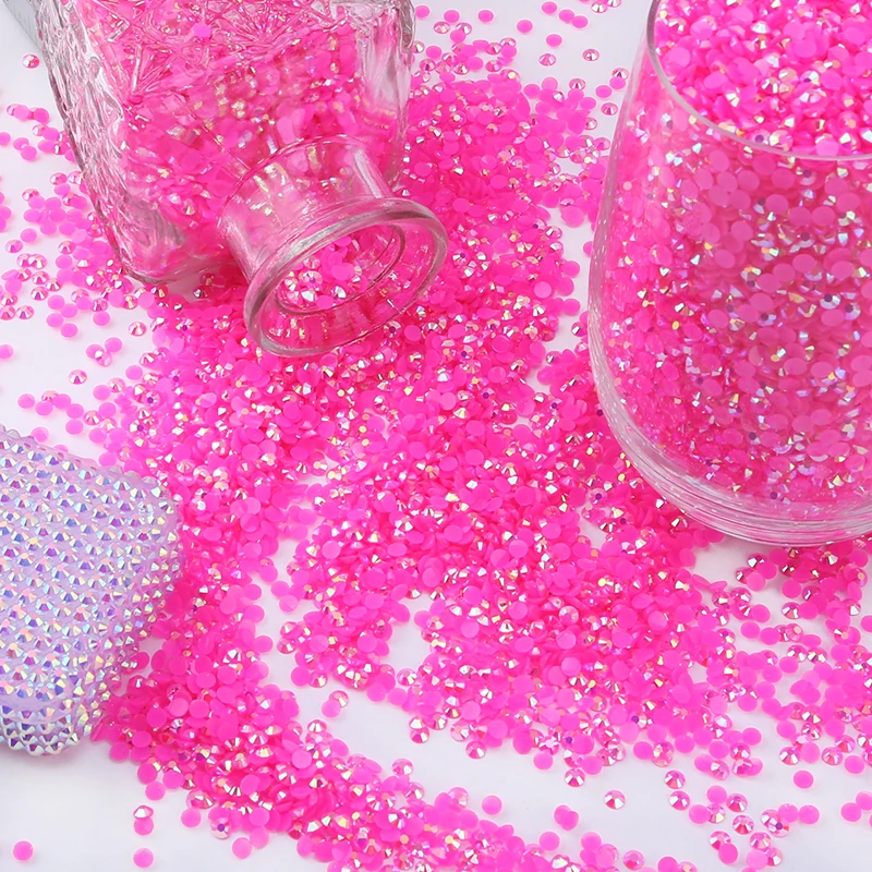 QIAO Candy Color AB 10000pieces/bag 4mm Flatback Resin Rhinestones for Nail Art Mobile Phone Diy