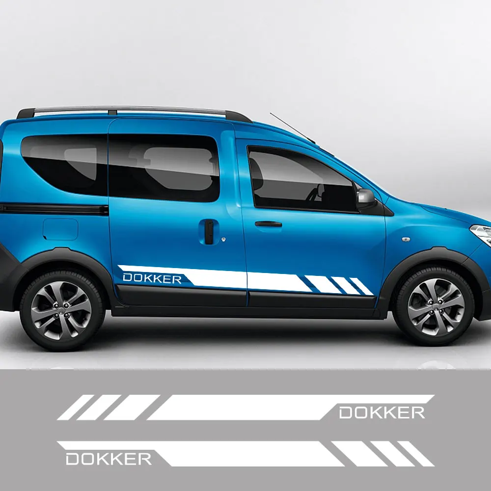 2Pcs Lot Car Stickers For Renault Dacia Dokker Camper Van Side Door Stripes Sport Line Graphics Vinyl Decals Tuning Accessories