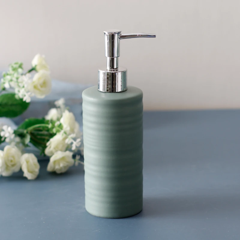 Matte Green Ceramic Bathroom Accessories Set Lotion Bottle/Jewelry Box/Tumbler/Soap Dish Bathroom Organizer for Home Hotel