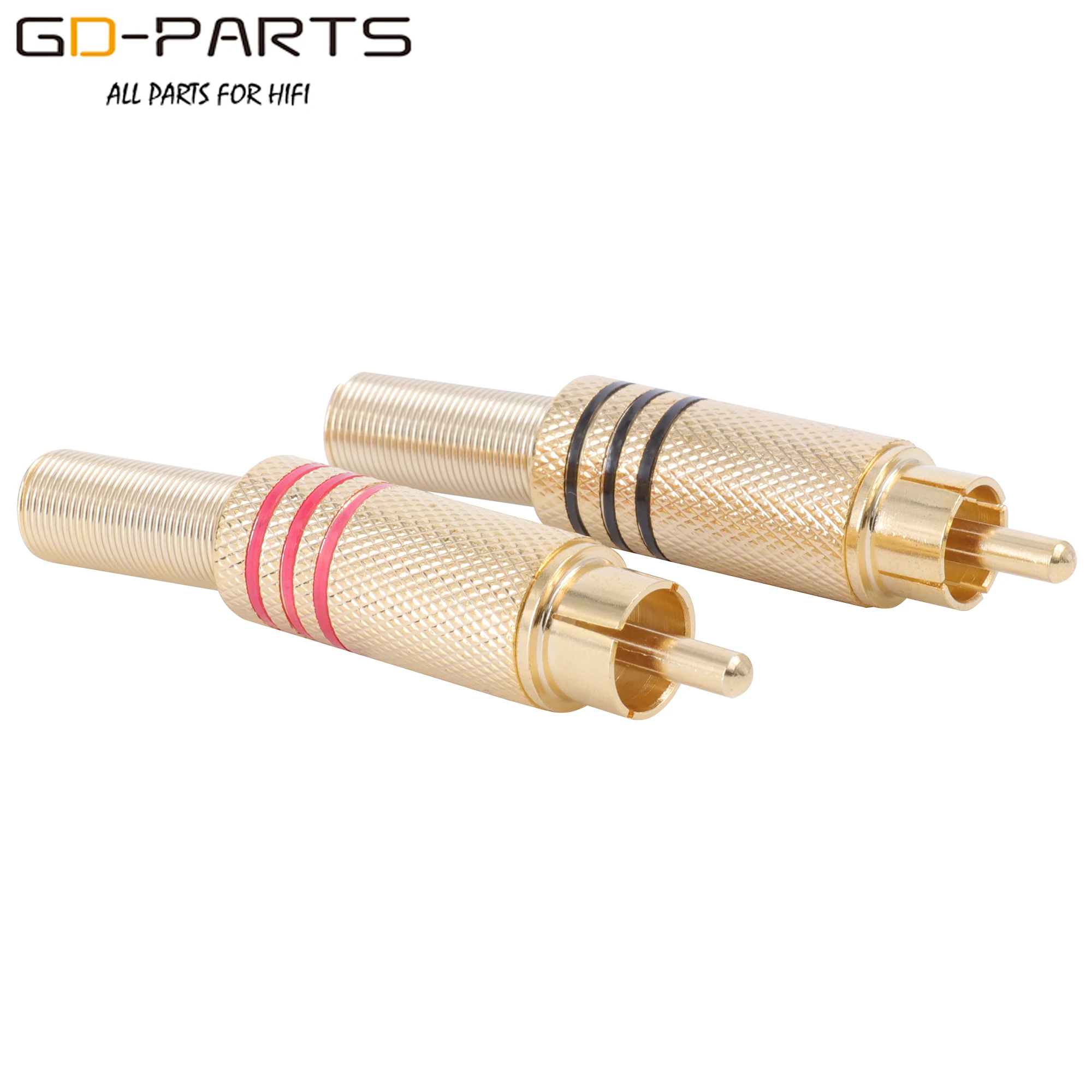 Gold Plated Brass Male RCA Coaxial Plug Terminal Connector With Metal Spring Shield For Hifi DIY Audio Video TV Subwoofer Cable