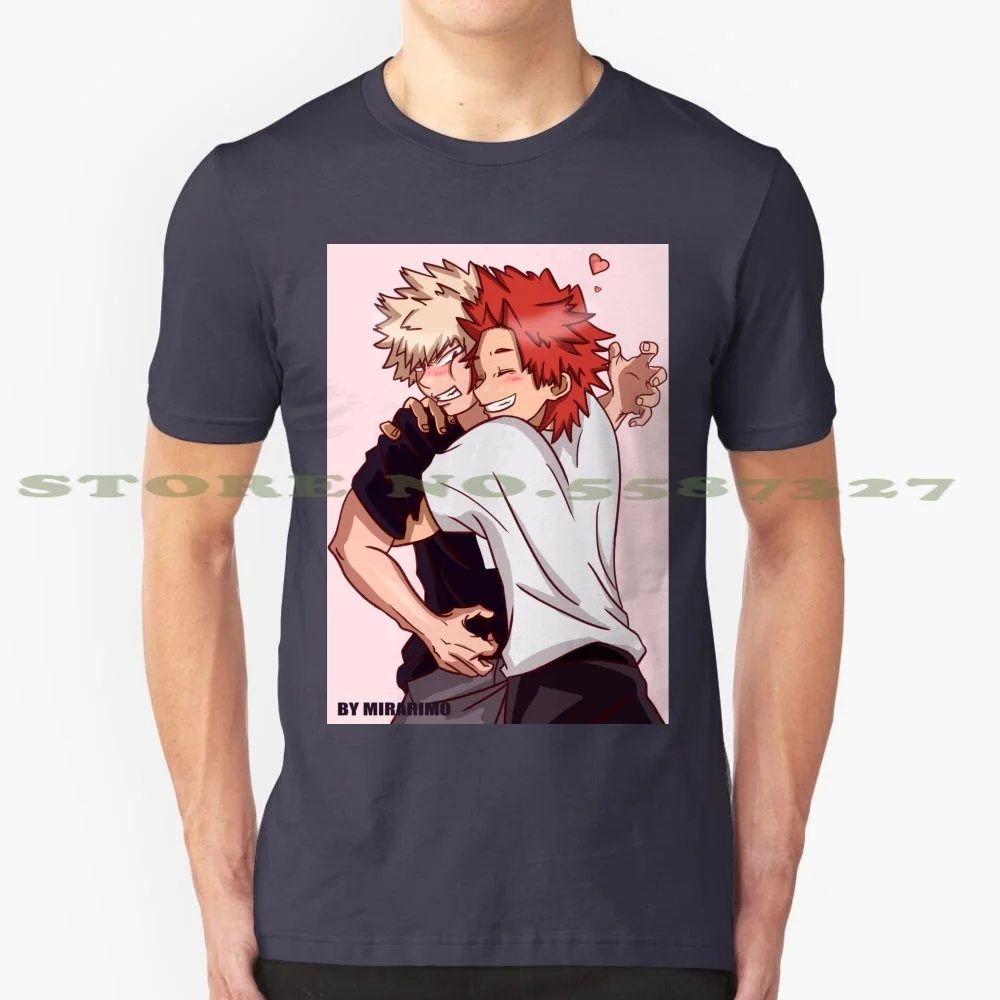 Kiribaku 100% Pure Cotton T-Shirt Boku No Hero Academy Bakugou Bakugo Katsuki Kirishima Eijirou Bnha Sees It Anime Sleeve