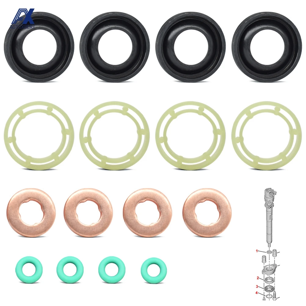 FUEL INJECTOR SEAL + WASHER + O RING SET FOR CITROEN BERLINGO C3 C4 PICASSO PEUGEOT 207 307 407 FORD C-MAX FIESTA FOCUS FUSION