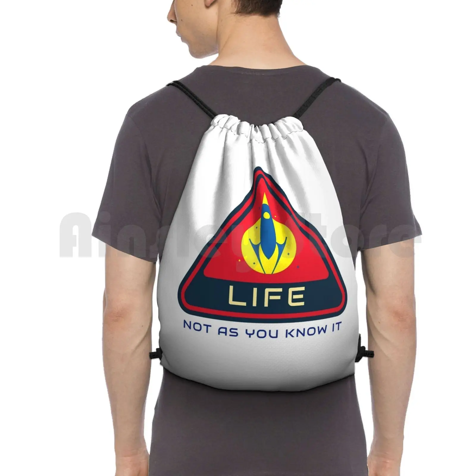 Life On Planet Earth 1 Backpack Drawstring Bag Riding Climbing Gym Bag Space Earth Planet Comic Superhero Rocket Cosmic Life