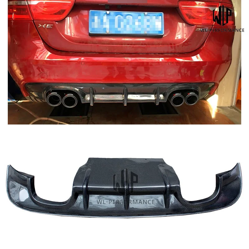 Fits for Jaguar Xe High Quality Carbon Fiber Double Out Rear Bumper Diffuser Bumpers Lip Car Body Kit 16-17