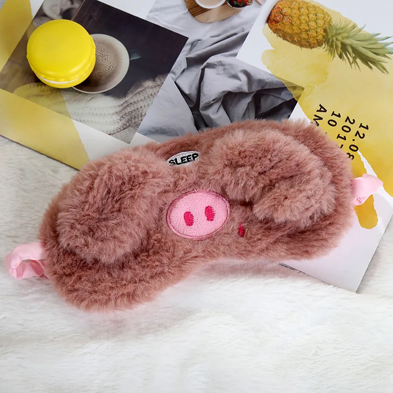 Cartoon Pig Sleeping Eye Face Mask Sleep Goggles Mask Blindfold Eyeshade Traveling Sleep Cover Stuffed Sheep Rest