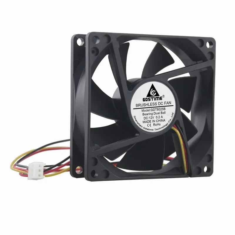 20 Cái/bộ Gdstime DC 12V 80 Mm X 25 Mm 3pin 3.15 Inch 8025 80 Mm 8 Cm Làm Mát quạt FG Chức Năng Cho CPU Máy Tính Làm Mát