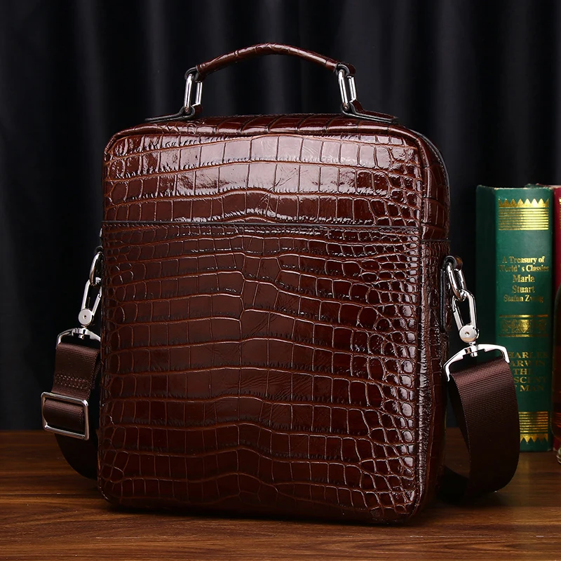 New Leather Man bag handbag large capacity multi-functional crocodile belly single shoulder bag fashion business messenger bag