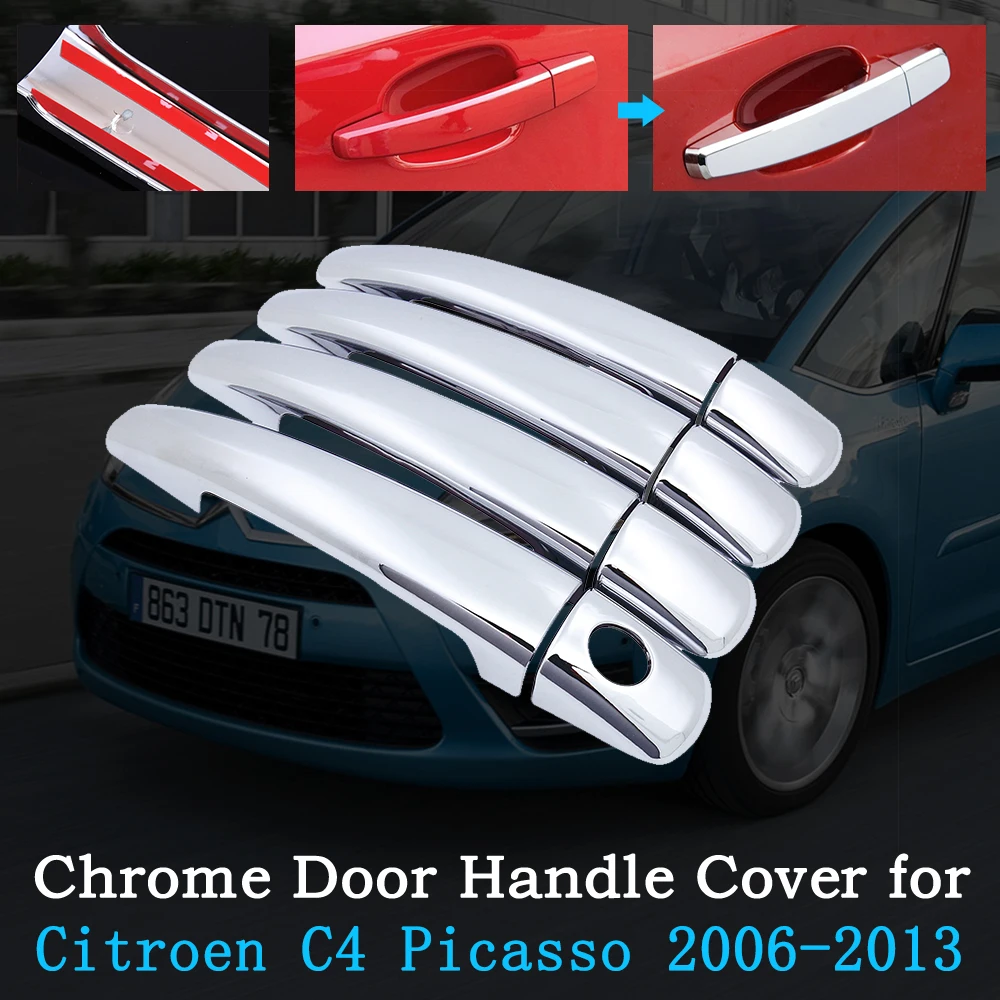 

Хромированная крышка дверной ручки автомобиля для Citroen Grand C4 Picasso 2006 ~ 2013 комплект отделки внешние аксессуары 2007 2008 2009 2010 2011 2012