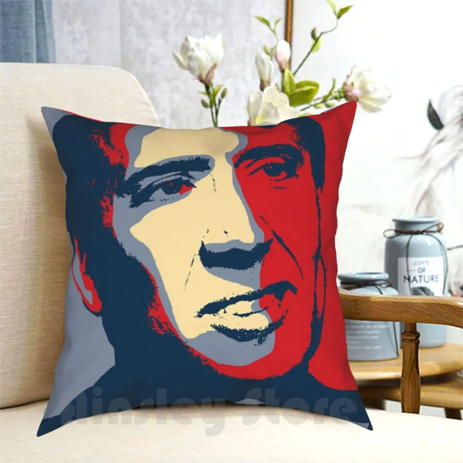 Nicolas Cage Pop Art Obama Style Poster Meme Pillow Case Printed Home Soft Throw Pillow Nicolas Cage Nicolas Cage