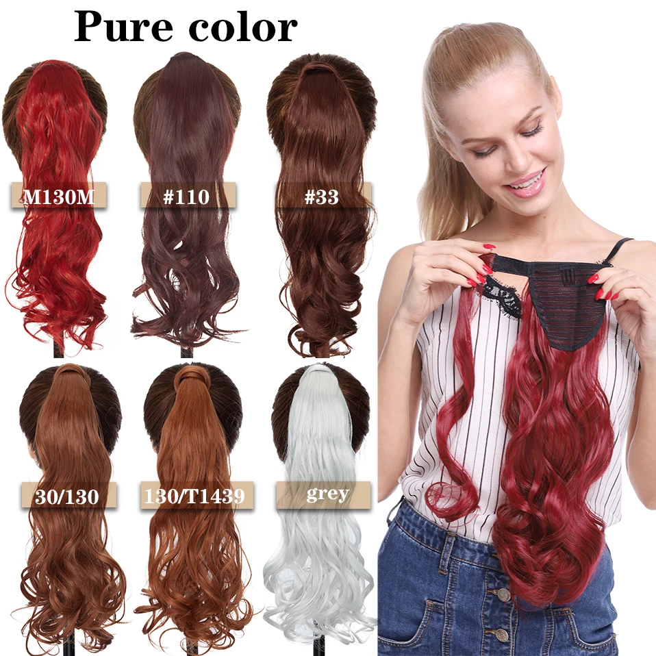 HAIRRO 17\'\'23\'\' długi prosty kucyk owinąć kucyk włosy doczepiane Clip in naturalne Hairpiece nakrycia głowy włosy syntetyczne