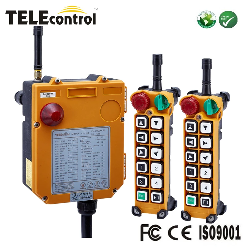 Telecontrol 12 two-step push buttons  multiple control system 2 transmitters wireless radio crane remote control station F24-12D