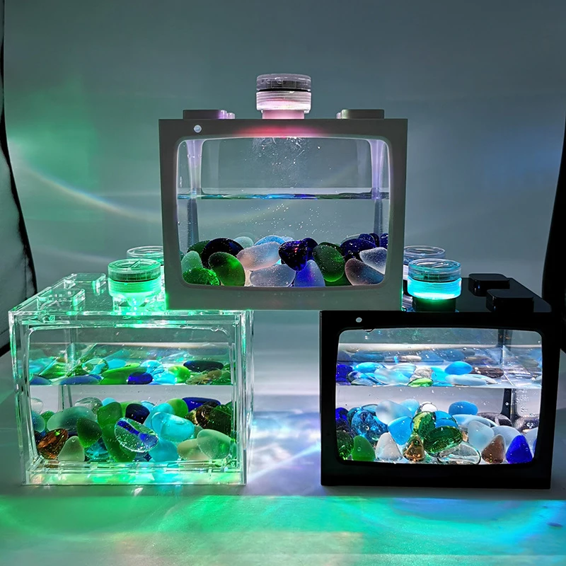 Desktop Aquarium Fish Tank With Light Battery Type Small Tank Aquarium Supplies office desktop decoration aquarium accessories