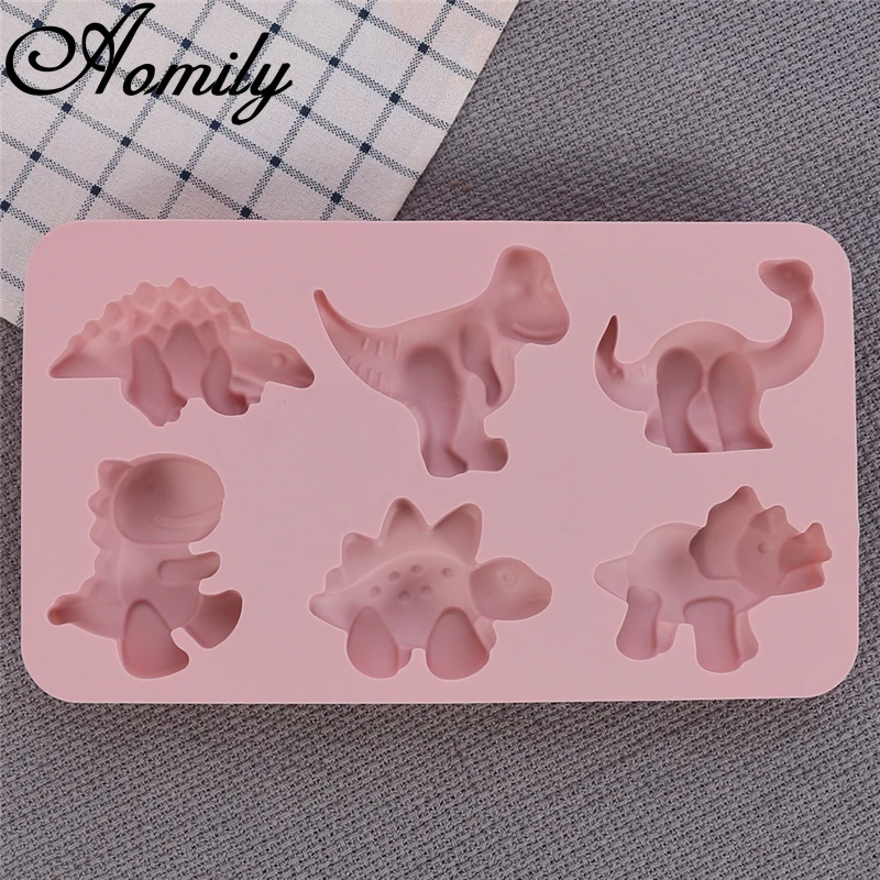 Aomily 6 Holes Dinosour Shape Silicone Cake Molds Fondant Mold Chocolate Mold Pastry Candy Jelly Cake Mould Kitchen Baking Mold