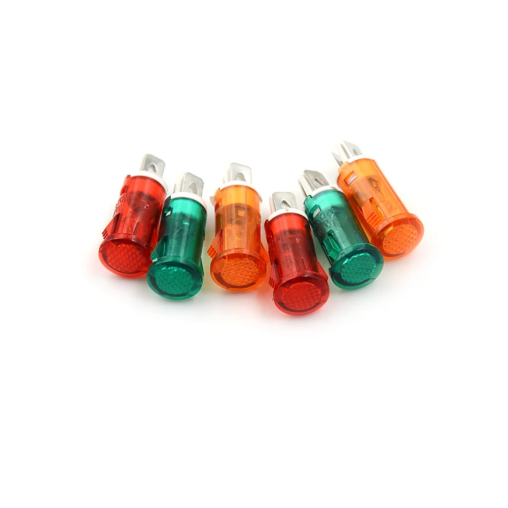 10Pcs 220V 110V 12V/24VDC Panel Mounting Neon Indicator Red Green Yellow Lights 10MM MDX-11A Pilot Guiding Signal Lamp