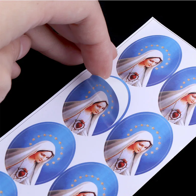 50pcs Oval Religious Catholic Saint Mary Sticker Accessories