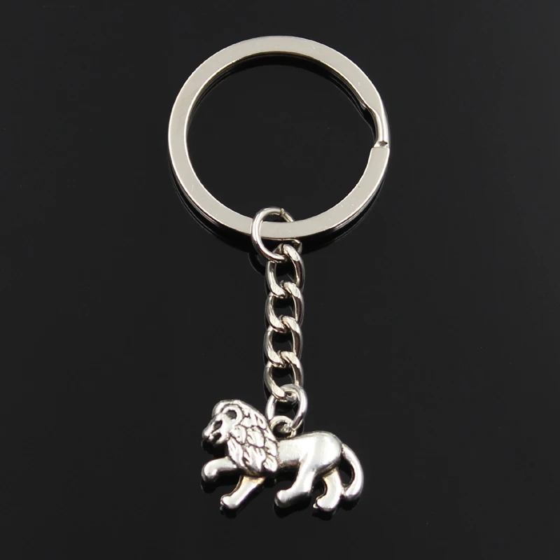 

Fashion Keychain 15x22mm 3D Animal Lion Silver Color Pendants DIY Men Jewelry Car Key Chain Ring Holder Souvenir For Gift