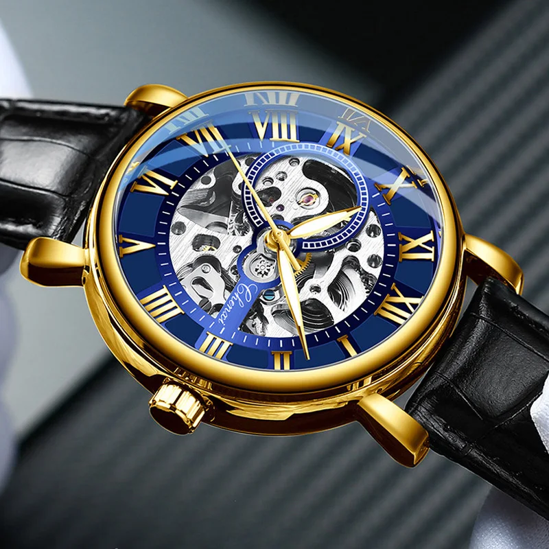 

New 2021 Chenxi Men Watches Fashion Blue Roman Numeral Dial Automatic Mechanical Wristwatches Men Skeleton Watches Reloj Hombre