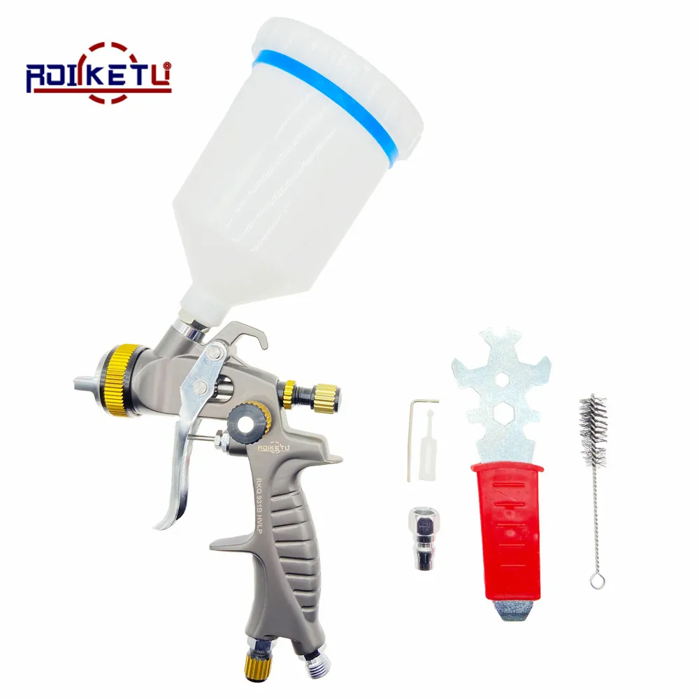 ROLKETU 931B 1.3mm Nozzle Professional Spray Gun Sprayer Paint Air Mini Spray Gun for Painting Cars Aerograph Tool