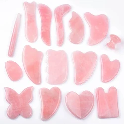 Gouache Face Massager Natural Rose Quartz Gua Sha Tool Massage Head Neck Crystal Stone Mineral Skin Care Beauty Health Scraper