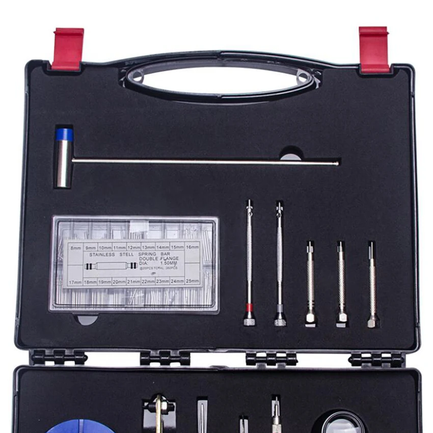 378 pz/set Kit di riparazione dell'orologio professionale, Kit di strumenti di sostituzione della batteria dell'orologio Kit di rimozione del collegamento degli orologi nella custodia per il trasporto