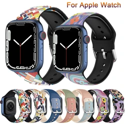 Silicone Strap For Apple Watch Band 45mm 41mm 44mm 40mm 38mm 42mm Smartwatch Sports Watchband Belt Bracelet iWatch 7 6 SE 5 3 4