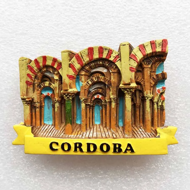 Fridge Magnets Souvenir World Cultural Heritage 3D Mosque Cordoba Spain Resin Refrigerator Magnetic Sticker Crafts Kitchen Decor