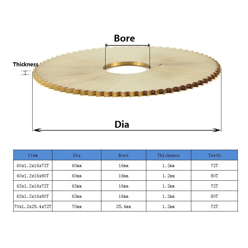 1pc 60/70mm 72T Key Cutting Machine Cutter Titanium Coated HSS Circular Saw Blade For Cutting Keys Key Machine Parts