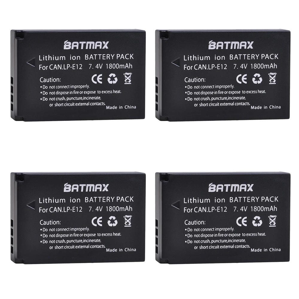 Bateria Batmax 1800mAh LP-E12 LP E12 LPE12 do aparatów cyfrowych Canon EOS M EOS M10 M50 M100 EOS Rebel SL1 EOS 100D SX70HS