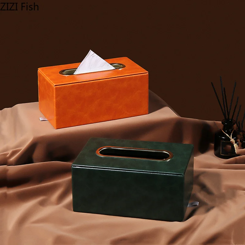 Leather Tissue Box Paper Box Desktop Storage Organization Golden Modern Home Decoration Paper Towel Holder Toilet Holder