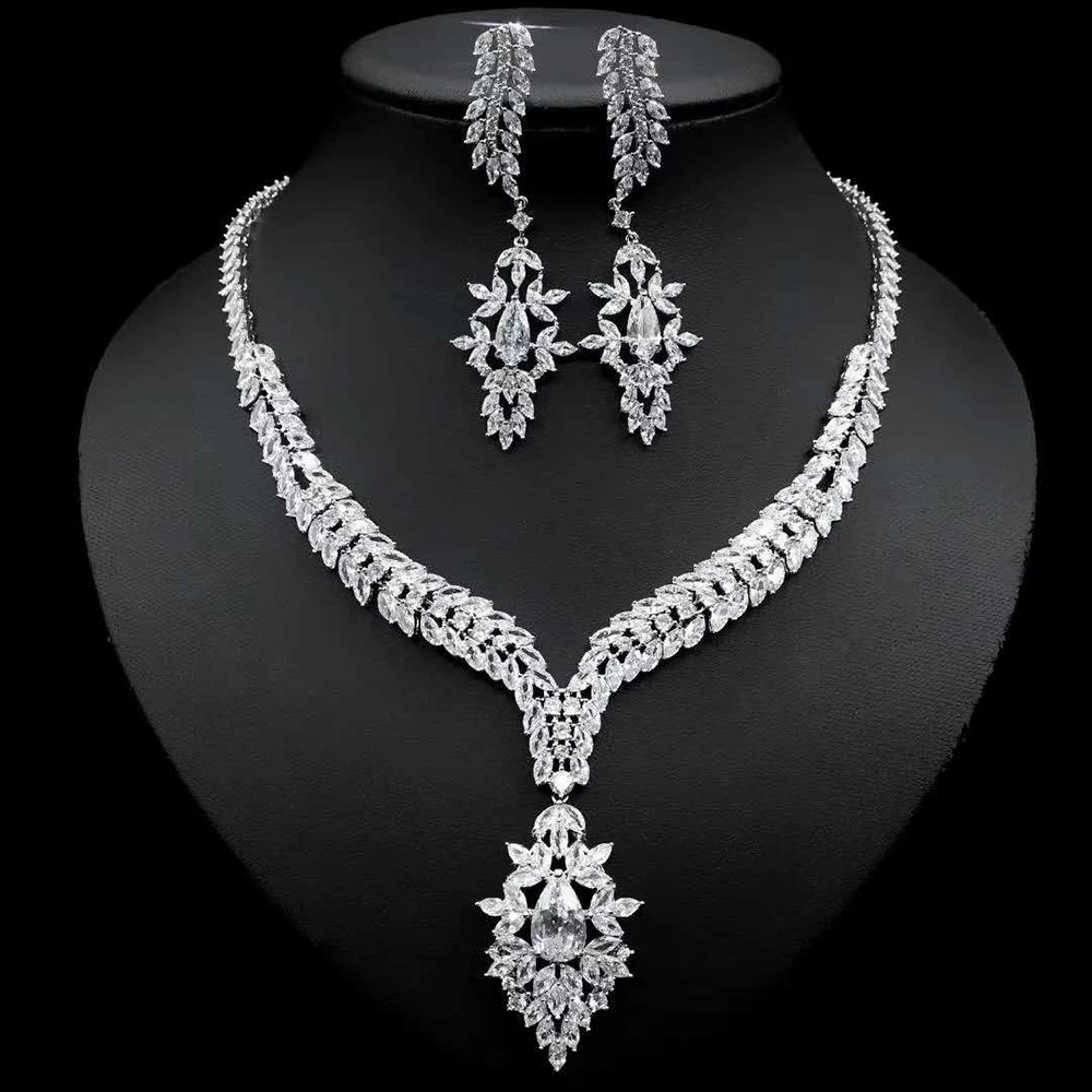 

HIBRIDE Wedding Jewelry Set for Women Elegant Luxury Ladies Jewellery With High Quality Party Accessories N-750