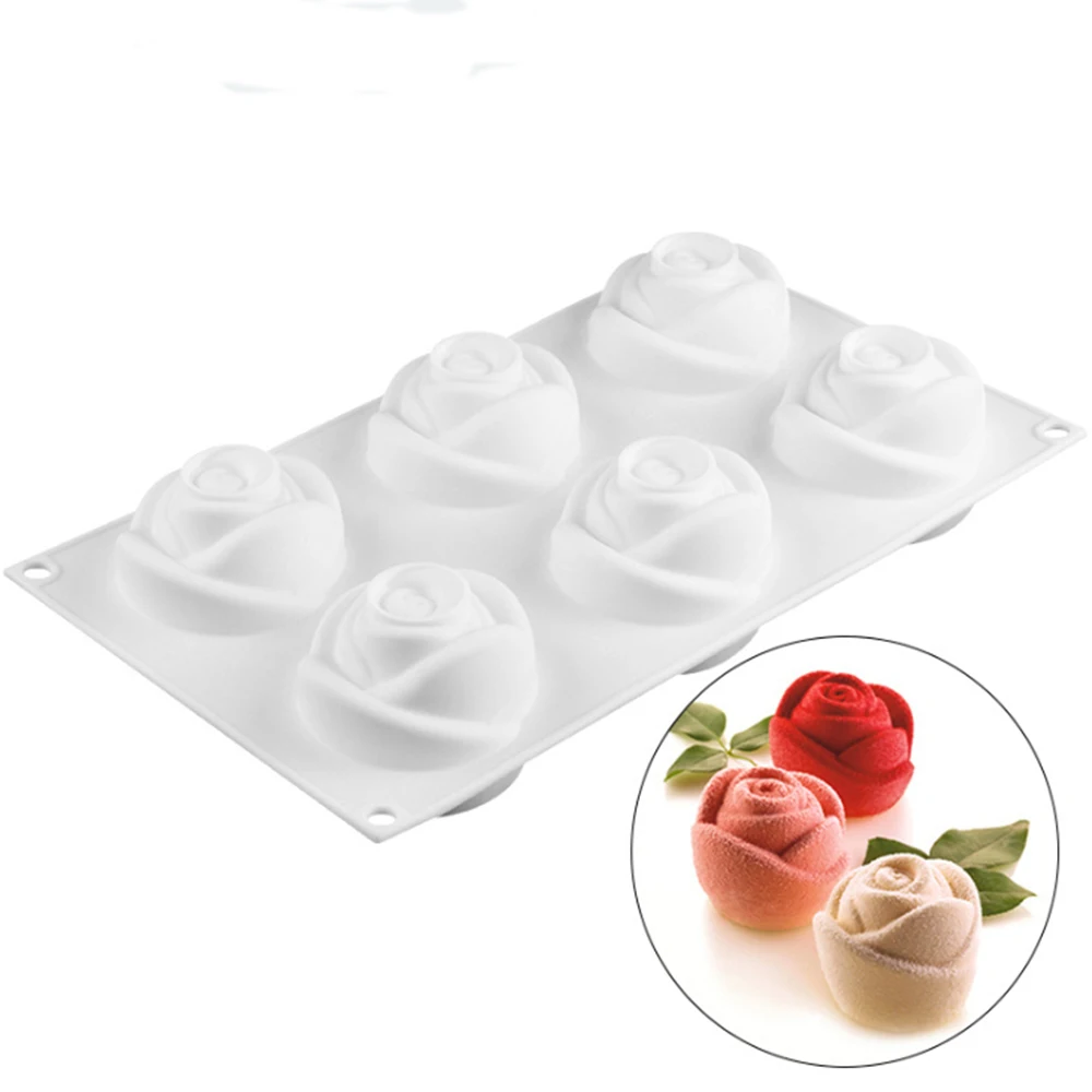 

Silicone Mold Cake Rose Flowers Shape 3D Mould Wedding Dessert Mousse Candy Bakeware Tools DIY Handmade Making Silicone Mold