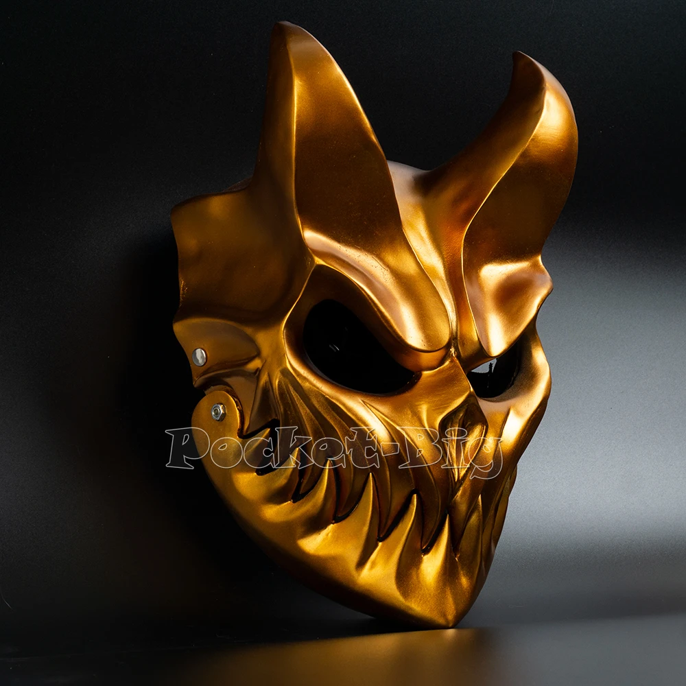 NEW RESIN Demon Mask Slaughter To Prevail Mask Kid of Darkness Demolisher MoveAble Mouth Halloween Horns Cosplay Accessories