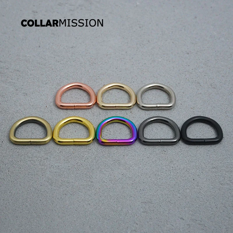 20pcs/lot wholesale D ring unwelded button for 20mm Webbing sewing bag diy dog collar accessory plated D-shaped buckle 8 colours