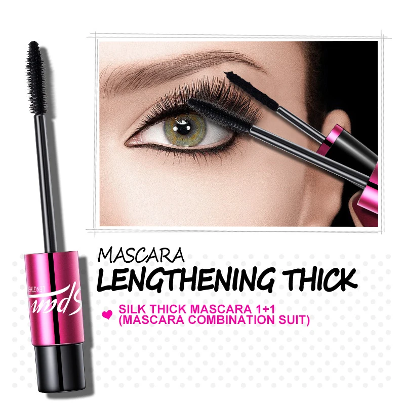 Silk Mascara 1+1 4D Fiber Cosmetics 3D Mascara Eyelashes Lengthening Full Professional Makeup Eyelash False Eyelashes