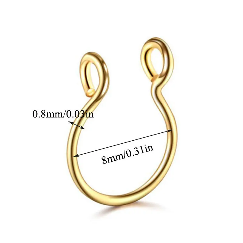 1pcs U Shape Nose Clip Fake Ring Septum No Piercing Lip Rings 3 Colors Stainless Steel Horseshoe Women Body Jewelry