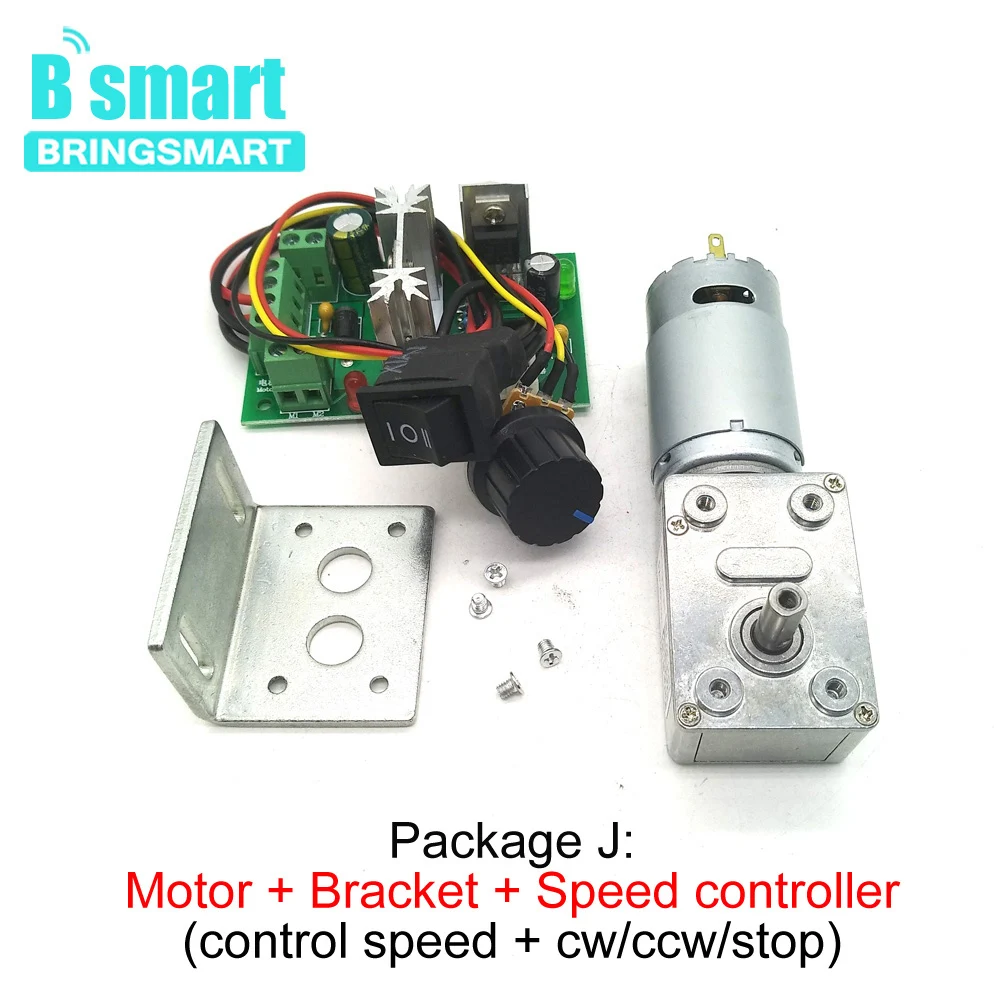 Bringsmart JGY-395 Worm Gear Motor DC 12 Volt Small Reducer Motor 12V Worm Reduction Gearbox Engine Self-locking Geared Motor