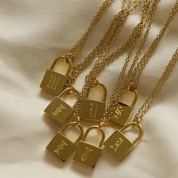 E.B.belle-cadena en O de acero inoxidable para mujer, collar de bloqueo personalizado chapado en oro inglés antiguo, regalo de cumpleaños, collar con letras