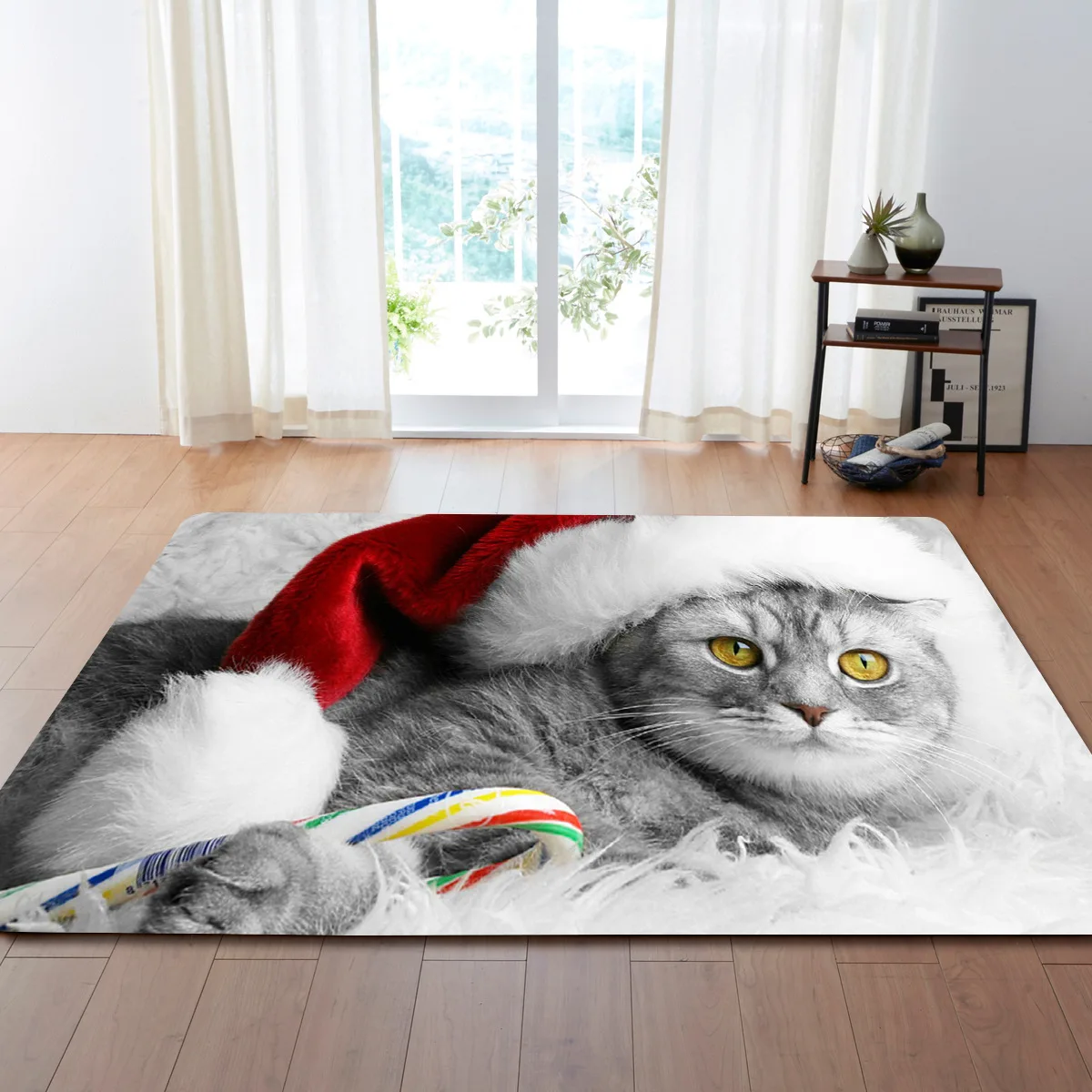 RULDGEE 1PCS Polyester Anti Slip Cat Pattern Carpet for Living Room Kitchen Mat Bedroom Carpet Floor Door Mat Decoration Carpet