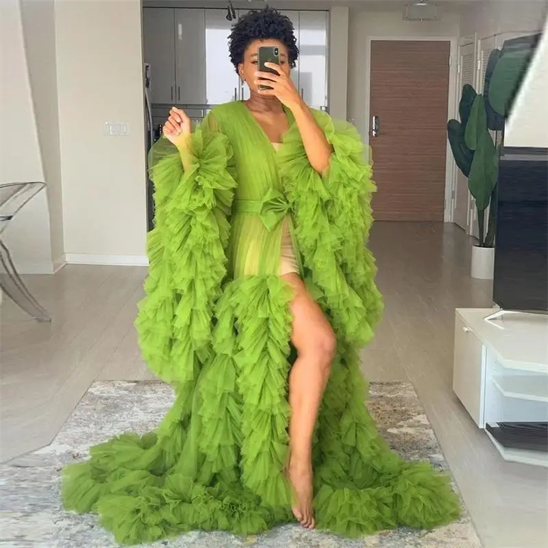 Women Maternity Robes Long Tulle Bathrobe Evening Dresses Photo Shoot Birthday Party Bridal Fluffy Prom Sleepwear Custom Made