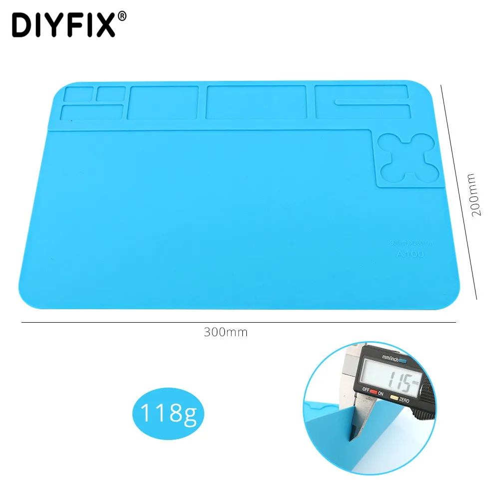 DIYFIX S140 35x25 cm di Calore Isolamento Pad In Silicone Scrivania Zerbino Piattaforma di Manutenzione con Magnetico Sezione BGA Saldatura di Riparazione strumento
