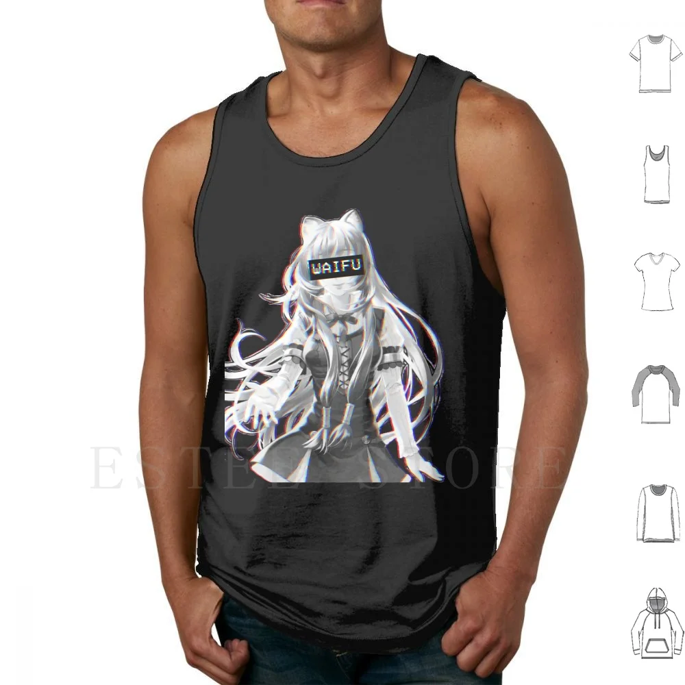 Waifu Tank Tops Vest Cotton Waifu Anime Manga Husbando Girls Girls Japanese Weeb Weeaboo Raftalia Katana