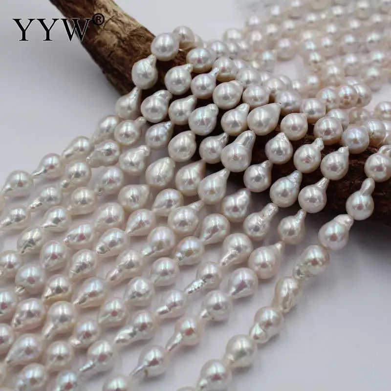 Cultured Baroque Freshwater Pearl Beads 40cm/Strand 7-8mm White Teardrop Pearls for DIY Bracelet Necklace Jewelry Make Accessory